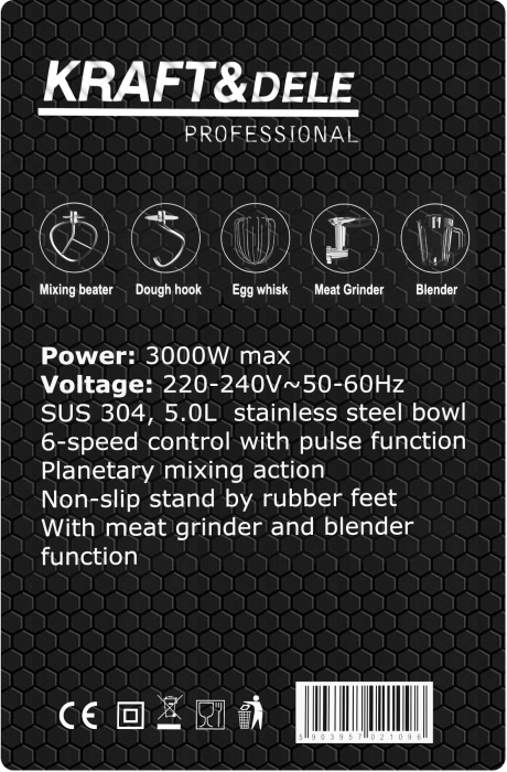 Robot de bucatarie planetar 3000W 5L multifunctional cu blender si masina de tocat (KD4228) [21]