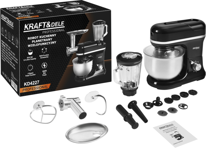 Robot de bucatarie planetar 3000W 5L multifunctional pentru mixare si framantare (KD4227) [2]
