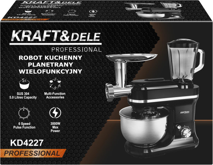Robot de bucatarie planetar 3000W 5L multifunctional pentru mixare si framantare (KD4227) [17]