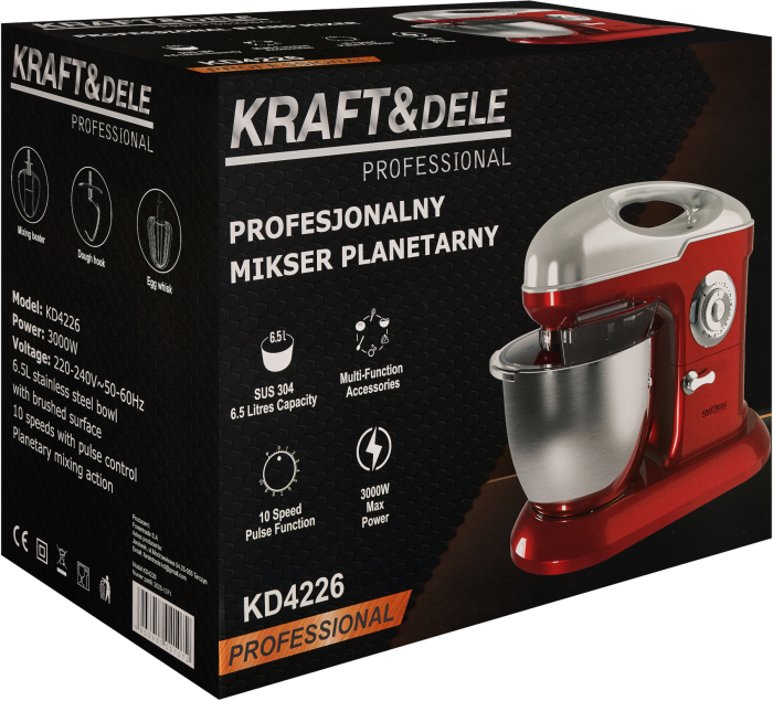 Robot de bucatarie planetar 3000W, bol inox 6.5L, 10 viteze (KD4226) [22]