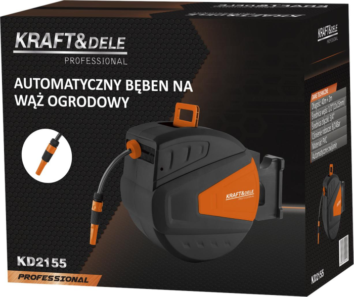 Rola automata furtun gradina 40m + 2m, 1/2", montare perete, derulare automata, 8-24 bar (KD2155) [13]