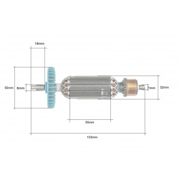 Rotor pentru polizor drept cu tija piesa de schimb (ECDG0011) [3]