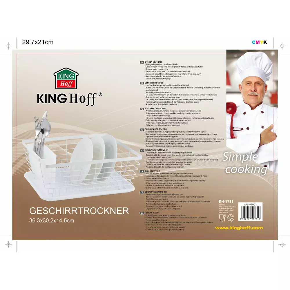 Scurgator pentru vase bucatarie, otel si plastic, culoare alb (KH-1731) [5]