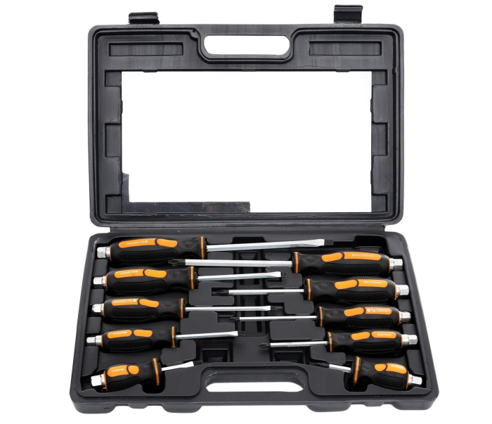 Set 10 surubelnite de impact plate si Phillips cu tija traversanta si cutie de transport (KD10283) [10]