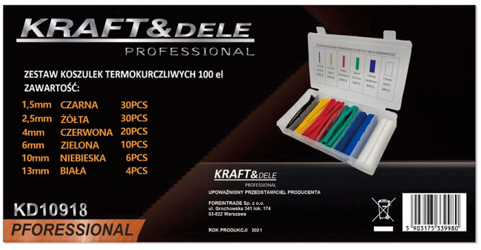 Set 100 tuburi termocontractabil 6 dimensiuni 1.5-13mm (KD10918) [6]
