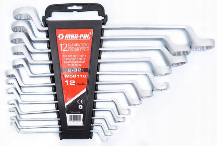 Set 12 chei inelare cu cot 6-32mm 12bucati piese Chrome-Vanadium Cr-V (M58116) [4]