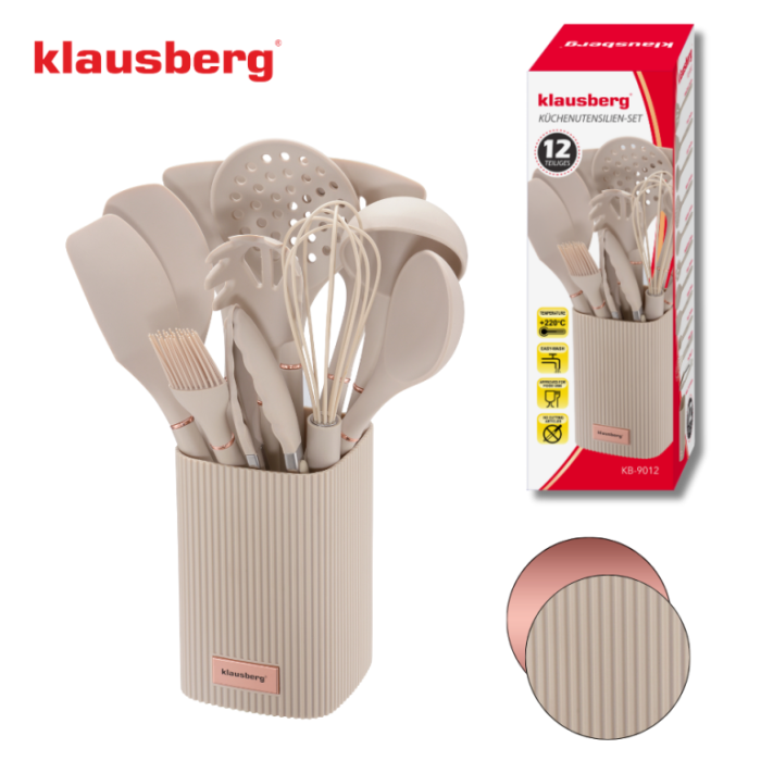 Set 12 piese ustensile de bucatarie cu suport bej  (KB-9012) [4]