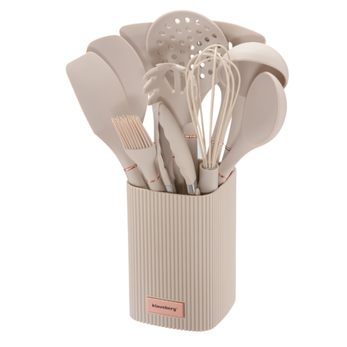 Set 12 piese ustensile de bucatarie cu suport bej  (KB-9012) [3]