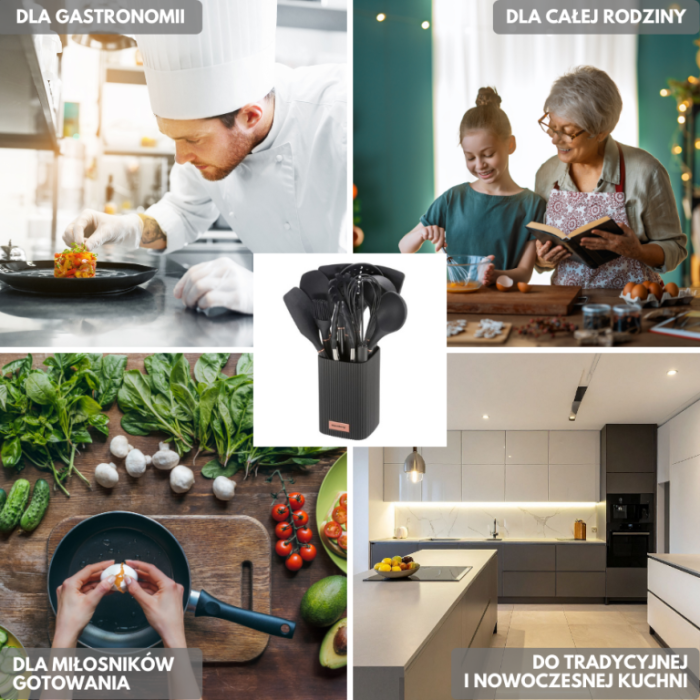 Set 12 piese ustensile de bucatarie cu suport negru (KB-9011) [8]