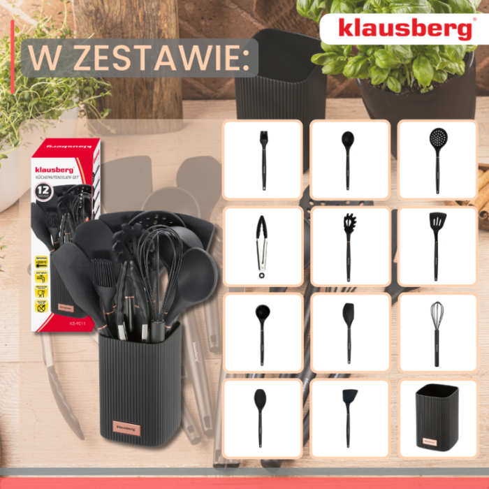 Set 12 piese ustensile de bucatarie cu suport negru (KB-9011) [6]