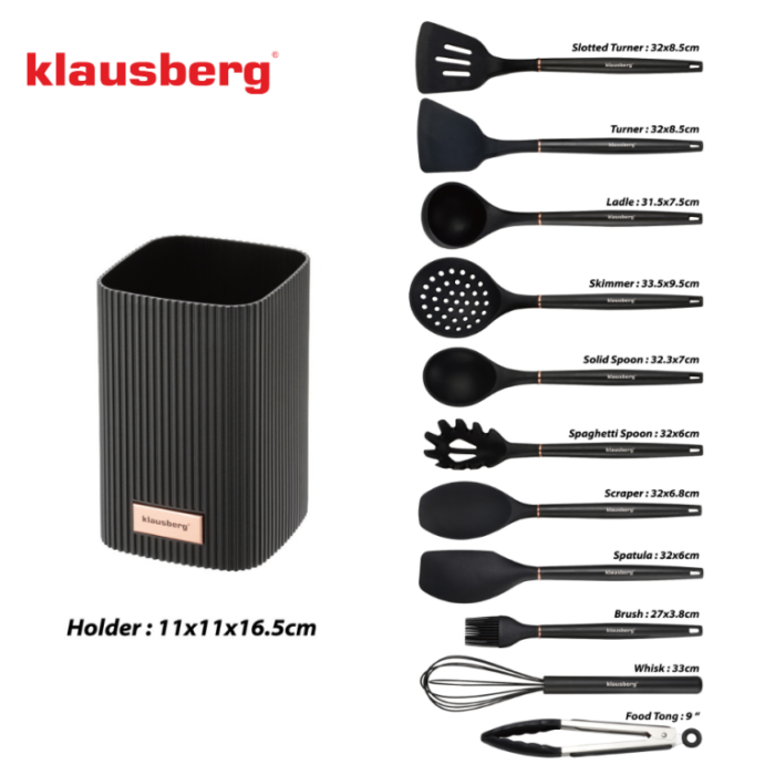 Set 12 piese ustensile de bucatarie cu suport negru (KB-9011) [2]