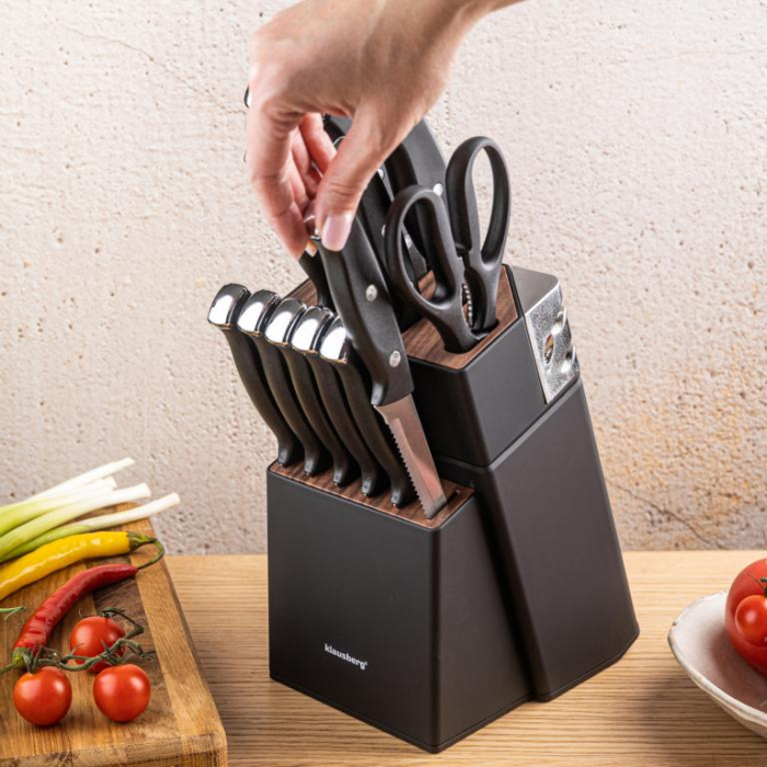 Set 13 cutite cu ascutitor si suport din otel inoxidabil (KB-7985) [15]