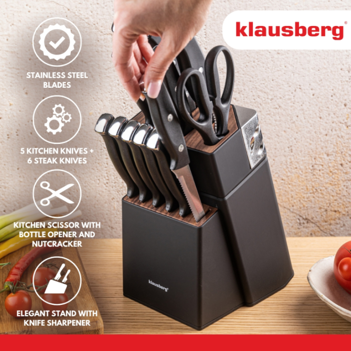 Set 13 cutite cu ascutitor si suport din otel inoxidabil (KB-7985) [16]