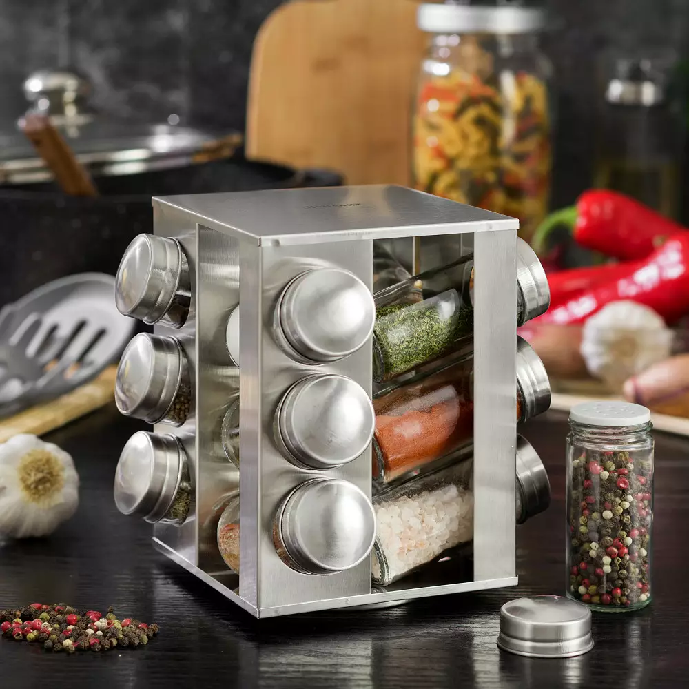 Set 13 piese pentru condimente din otel si sticla (KH-4008) [5]