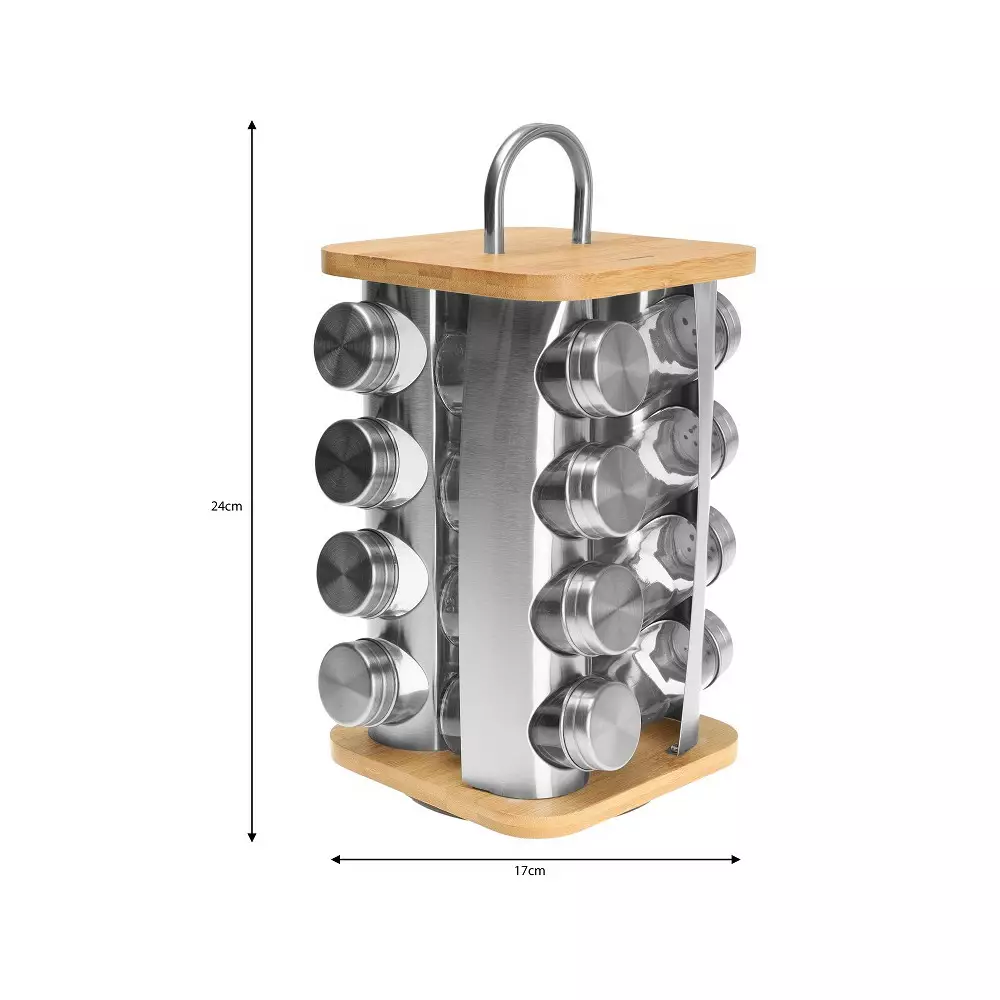 Set 17 piese pentru condimente din otel sticla si bambus (KB-7555) [2]