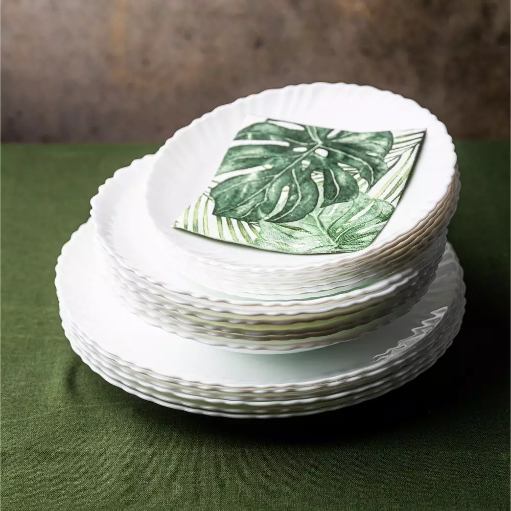 Set 18 farfurii portelan alb pentru 6 persoane, intinse, desert si adanci (KH-1875) [18]