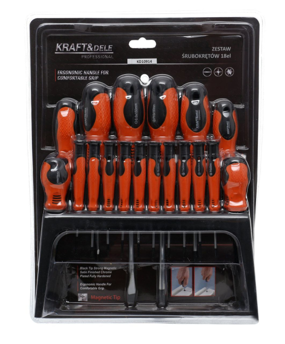 Set 18 surubelnite, plate, cruce, torx cu suport (KD10914) [5]