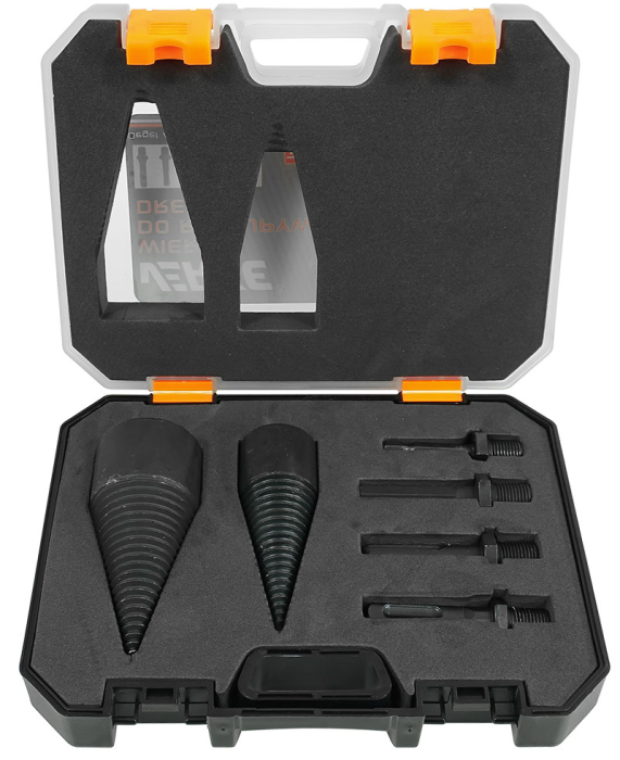 Set 2 burghie con despicator lemn pentru bormasina cu impact percutie + 3 adaptoare (V86475) [3]