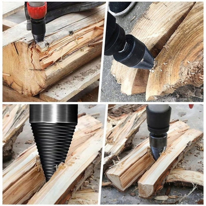 Set 2 burghie con despicator lemn pentru bormasina cu impact percutie + 3 adaptoare (V86475) [13]