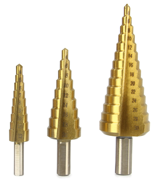 Set 3 burghie freza conica metal in trepte 4-30mm + 3 burghie frezare (M22295) [6]