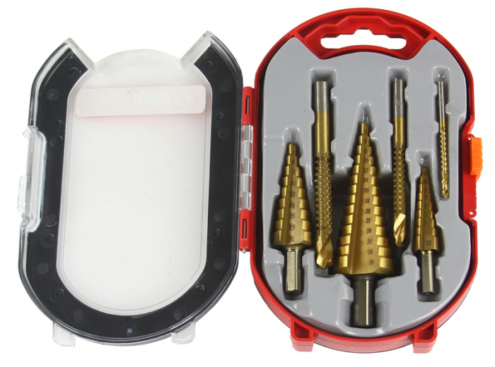 Set 3 burghie freza conica metal in trepte 4-30mm + 3 burghie frezare (M22295) [7]