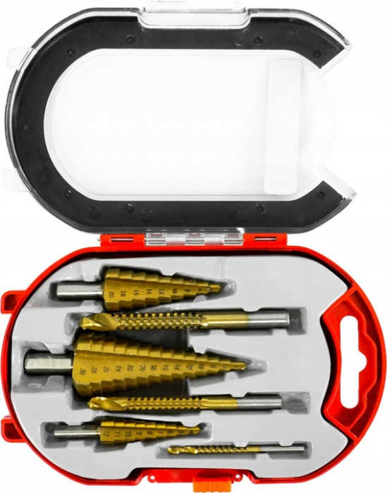 Set 3 burghie freza conica metal in trepte 4-30mm + 3 burghie frezare (V05051) [3]