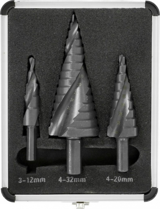 Set 3 burghie freza conica metal in trepte 4-32mm (V05052) [7]
