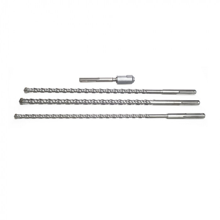 Set 3 burghie lungi 16 20 22mm x 500mm SDS Max + adaptor SDS+ pentru beton (TA4041) [6]
