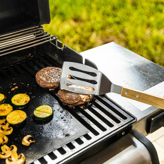 Set 3 piese ustensile de gratar din otel inoxidabil cu maner din lemn  (KH-1918) [10]