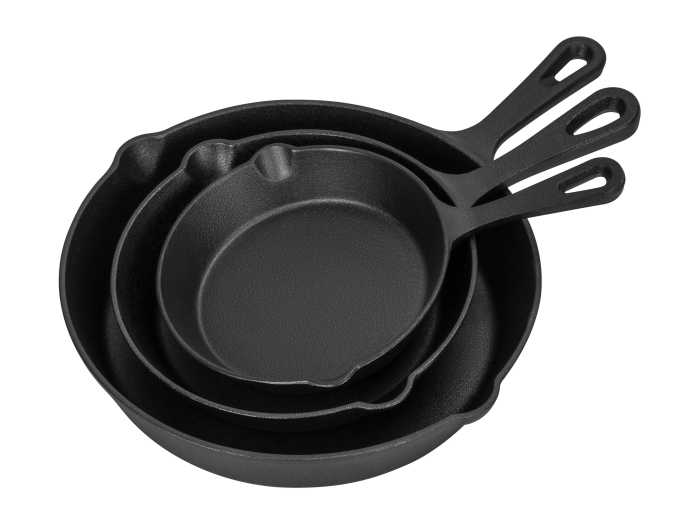 Set 3 tigai din fonta pentru prajit si gatit, dimensiuni 25,5–36,4 cm, compatibile cu inductie si gaz (KD4416) [2]