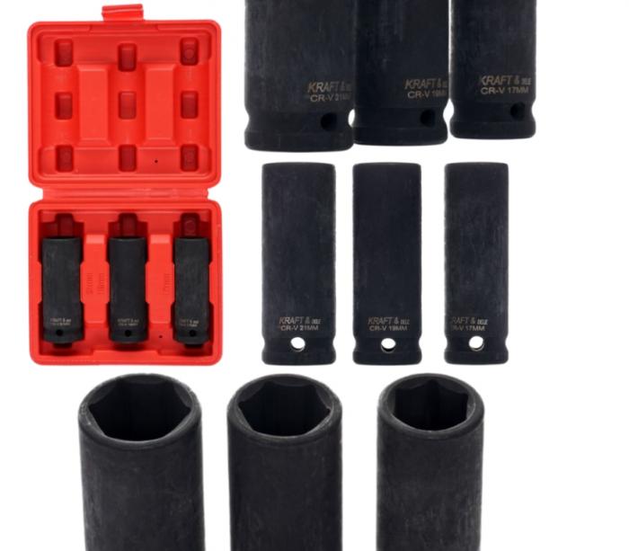 Set 3 tubulare lungi impact jante aliaj 17 19 21mm 1/2" (KD11750) [1]