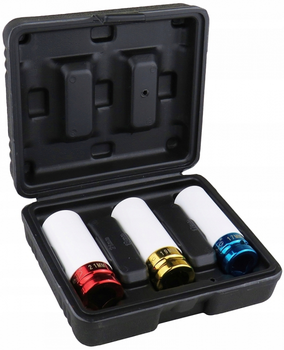 Set 3 tubulare lungi impact jante aliaj cu protectie cauciuc 17 19 21mm (M58270) [4]