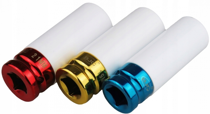 Set 3 tubulare lungi impact jante aliaj cu protectie cauciuc 17 19 21mm (M58270) [7]