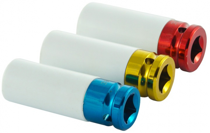 Set 3 tubulare lungi impact jante aliaj cu protectie cauciuc 17 19 21mm (V86100) [4]