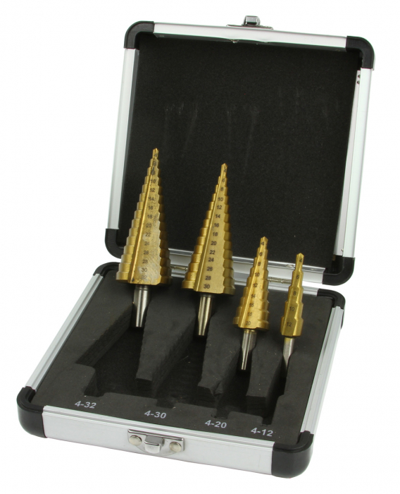 Set 4 burghie freza conica metal in trepte 4-32mm (M22320) [3]