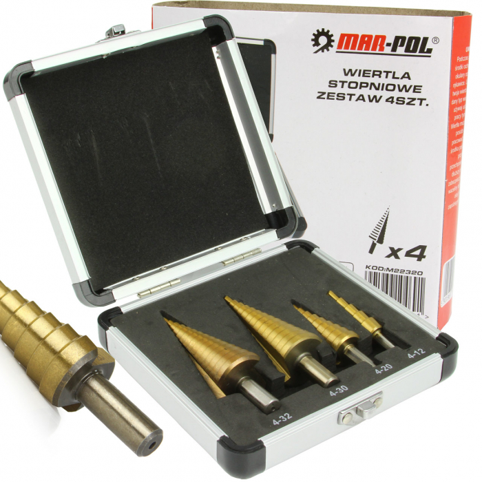Set 4 burghie freza conica metal in trepte 4-32mm (M22320) [1]