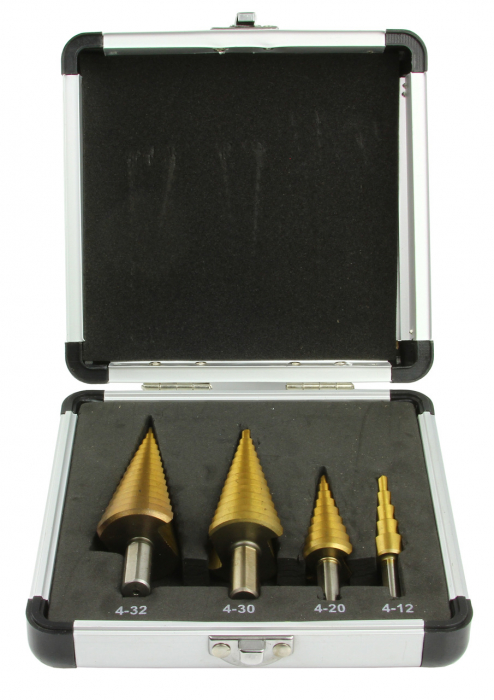 Set 4 burghie freza conica metal in trepte 4-32mm (M22320) [4]