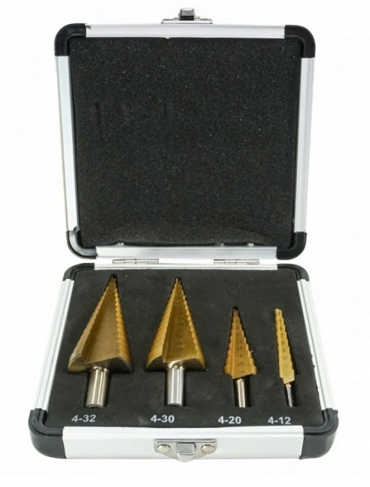 Set 4 burghie freza conica metal in trepte 4-32mm (V05050) [2]