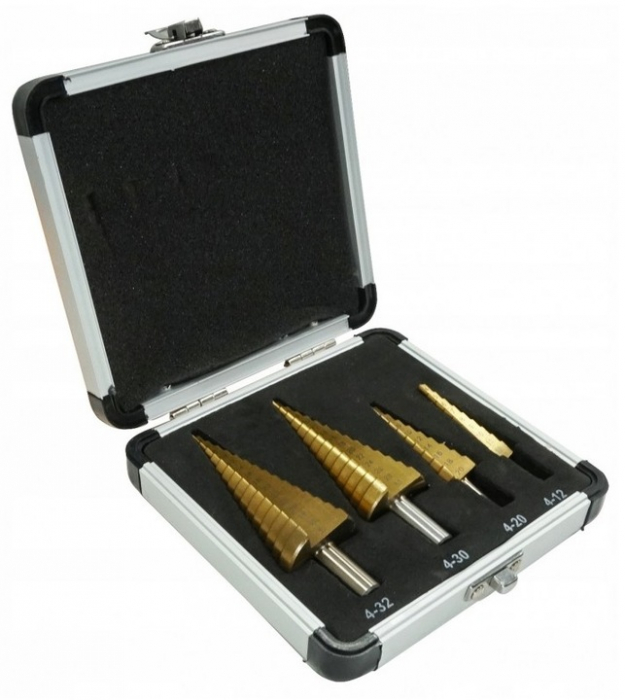 Set 4 burghie freza conica metal in trepte 4-32mm (V05050) [4]