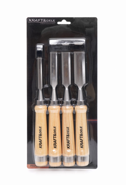 Set 4 dalti dulgher 290mm 10-25mm cu maner lemn (KD11771) [11]