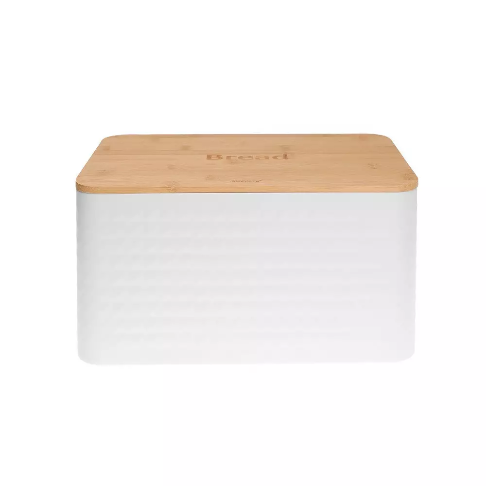 Set 4 recipiente paine, zahar, ceai si cafea din bambus si otel alb (KB-7483) [7]