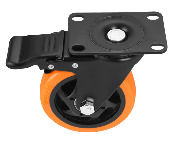 Set 4 roti pivotante 100 mm cu frana si capacitate de 500 kg (KD3623) [12]