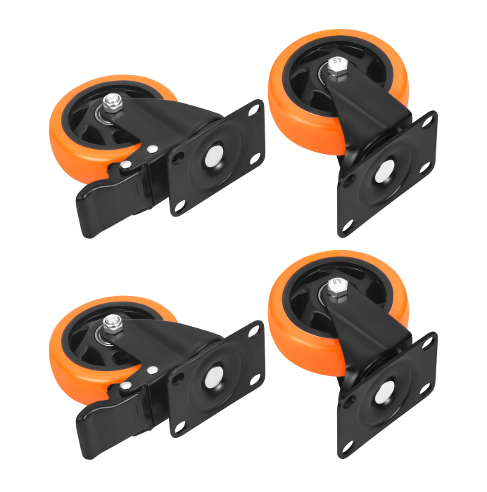 Set 4 roti pivotante 100 mm cu frana si capacitate de 500 kg (KD3623) [3]
