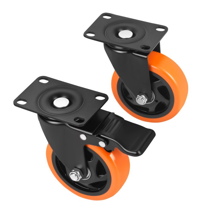 Set 4 roti pivotante 100 mm cu frana si capacitate de 500 kg (KD3623) [5]