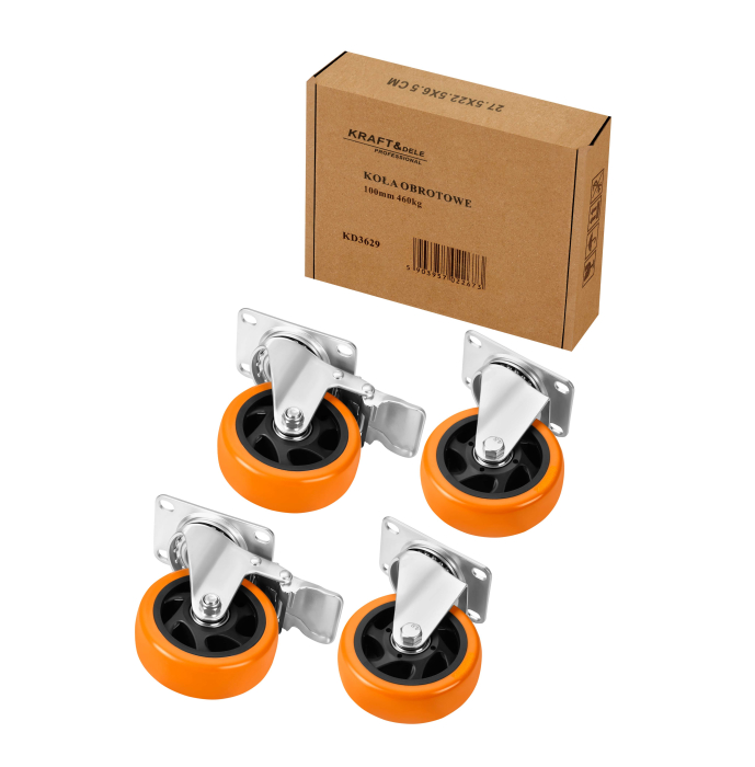 Set 4 roti pivotante 100 mm cu frana si capacitate totala 460 kg  (KD3629) [2]