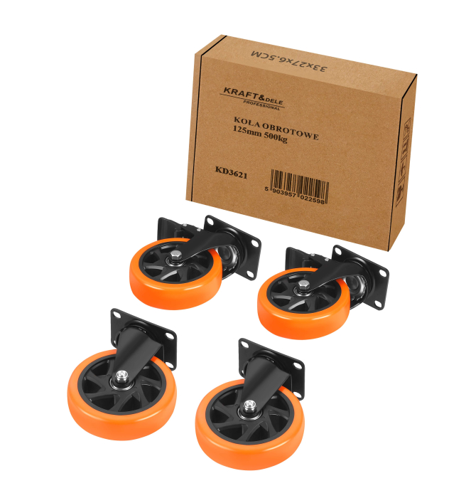 Set 4 roti pivotante 125 mm cu frana si capacitate de 500 kg (KD3621) [2]