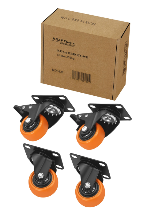 Set 4 roti pivotante 50 mm cu frana si capacitate de 250 kg (KD3622) [2]