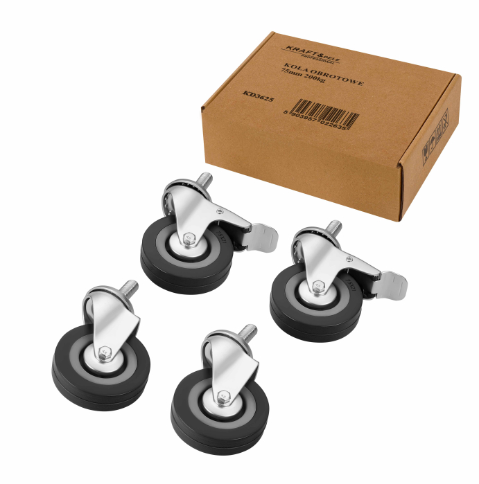 Set 4 roti pivotante 75 mm cu frana si capacitate de 200 kg (KD3625) [2]