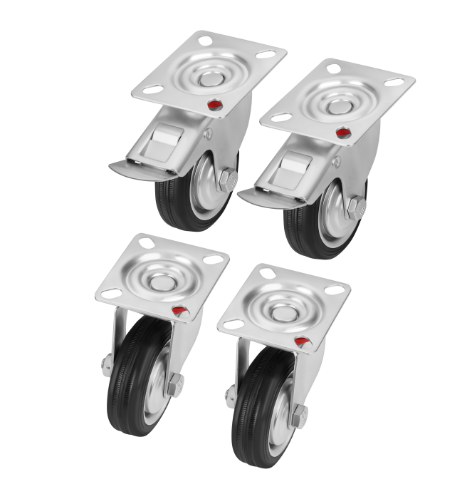Set 4 roti pivotante 75 mm cu frana si capacitate totala 250 kg (KD3627) [6]