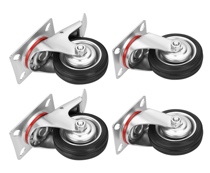 Set 4 roti pivotante 75 mm cu frana si capacitate totala 250 kg (KD3627) [4]